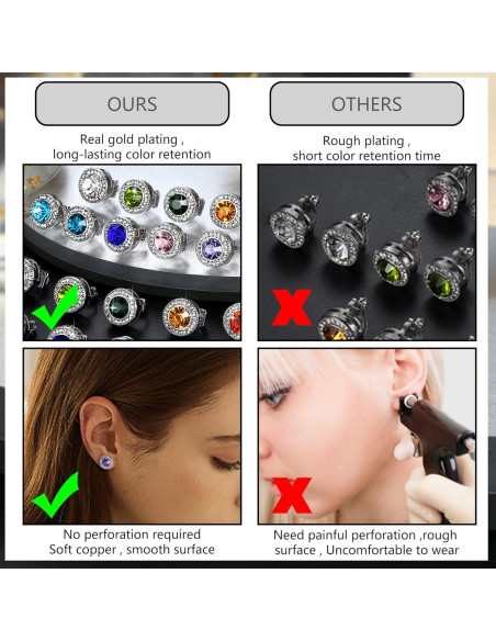 Pendientes de Clip de Piedra de Nacimiento LOYALLOOK - 12 Pares