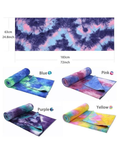 Toalla de Yoga JUST DO Caliente Antideslizante Microfibra 183x63cm Azul