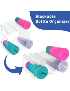 Organizador de Botellas HOGARSWE 2 Niveles Transparente 3 Botellas 2