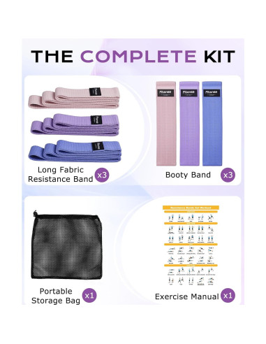 Set de Bandas de Resistencia de Tela Fitense 6 Piezas - Antideslizantes