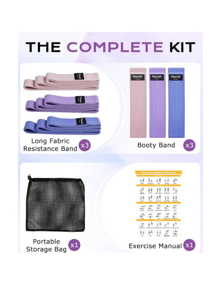 Set de Bandas de Resistencia de Tela Fitense 6 Piezas - Antideslizantes