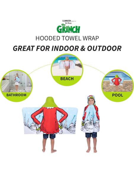 Toalla con Capucha Franco Grinch 100% Algodón 61x127 cm