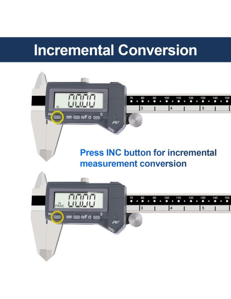 Calibrador Digital PEC Tools 150mm Acero Inoxidable IP67