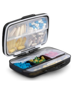 Organizador de Pastillas Grande Fullicon 8 Compartimentos Negro