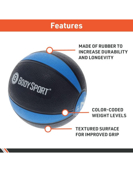 Bola de Medicina BodySport 0.9 kg - Entrenamiento Fuerza y Cardio