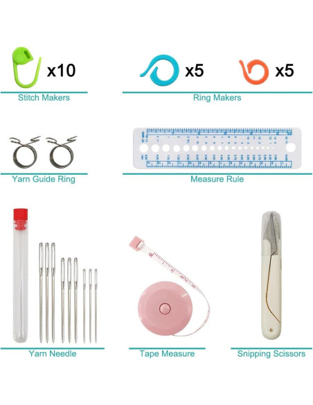 Juego de Ganchillos Noocro - Kit de 9 Tamaños 2.0mm a 6.5mm