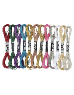 12 Madejas Hilo de Bordado Metálico CABODYALS 8m 12 Colores