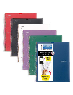 Cuaderno Espiral Five Star 1 Asignatura 100 Hojas Paquete de 6