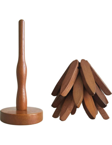 Set de 3 Trivetes de Madera de Nogal en Forma de Árbol