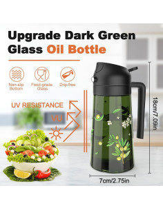 Pulverizador de Aceite COOLMI 470ml Set 2 Botellas Vidrio Negro 2