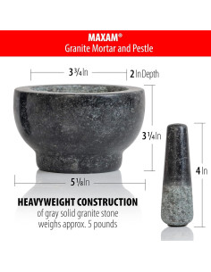 Conjunto de Mortero y Mano Maxam - 12.7 cm - Granito Natural 2