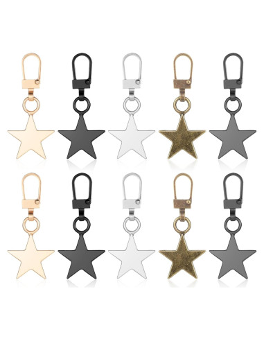 Oruola 10 Tiradores Decorativos de Cremallera Estrella Metal