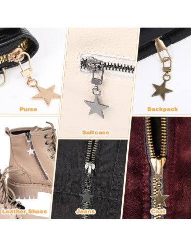 Oruola 10 Tiradores Decorativos de Cremallera Estrella Metal