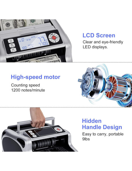 Contadora de Dinero Aocktobar K08 con Detección de Billetes Falsos