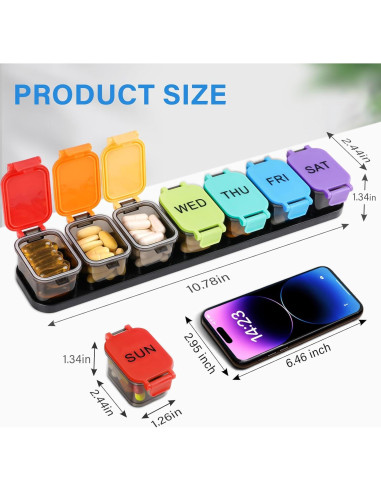 Organizador de Pastillas Semanal Yaklim RD711 Arcoíris 28.2cm