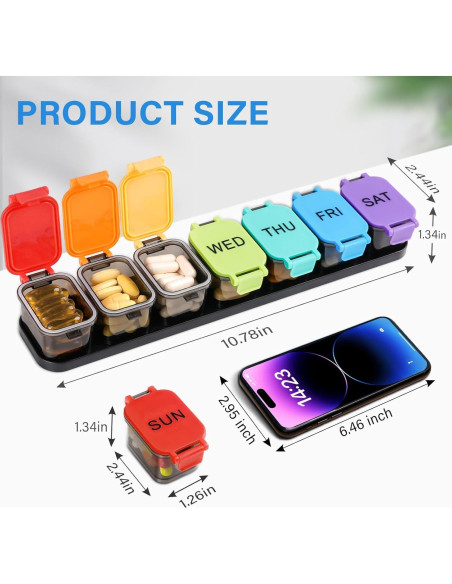 Organizador de Pastillas Semanal Yaklim RD711 Arcoíris 28.2cm