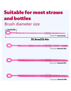 6 Cepillos Limpiadores Reutilizables Fukaisu 32cm Rosa 2