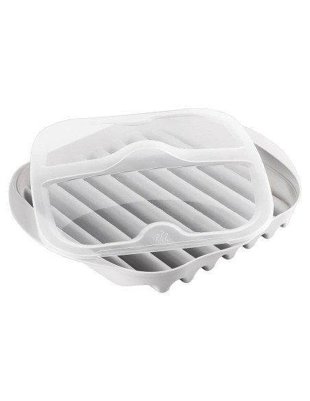 Bandeja para Cocinar Bacon en Microondas Newkaijian - Blanco