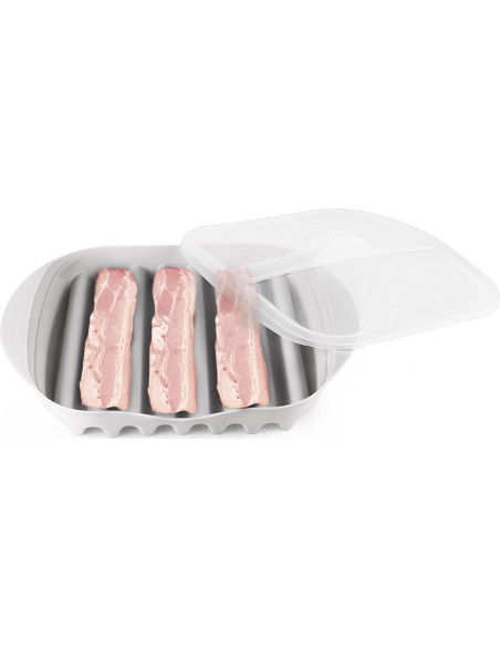 Bandeja para Cocinar Bacon en Microondas Newkaijian - Blanco