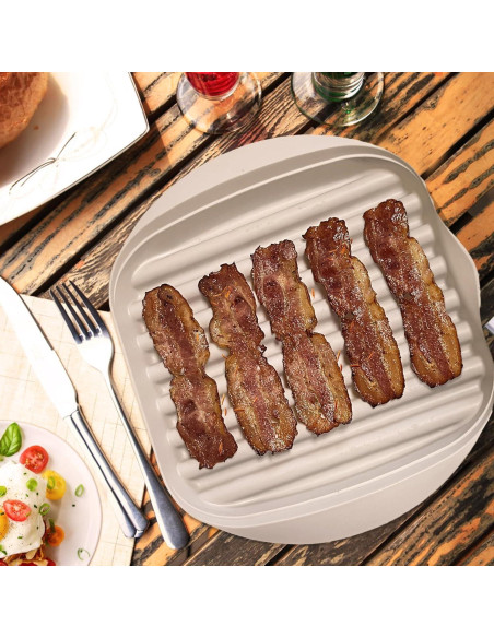 Bandeja para Cocinar Bacon en Microondas Newkaijian - Blanco