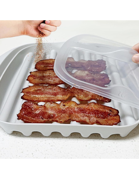 Bandeja para Cocinar Bacon en Microondas Newkaijian - Blanco