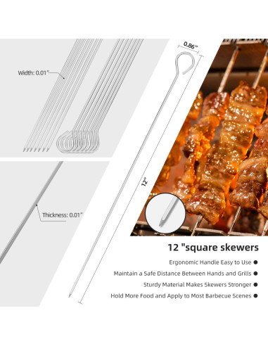 Pinchos de Metal Reutilizables Chaolong 30.48 cm para BBQ