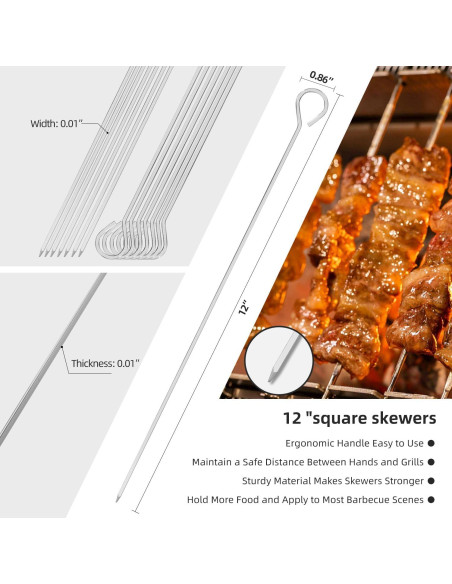 Pinchos de Metal Reutilizables Chaolong 30.48 cm para BBQ