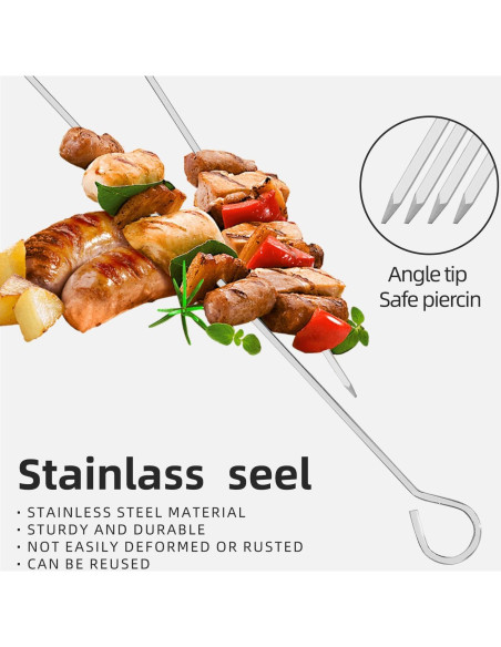 Pinchos de Metal Reutilizables Chaolong 30.48 cm para BBQ