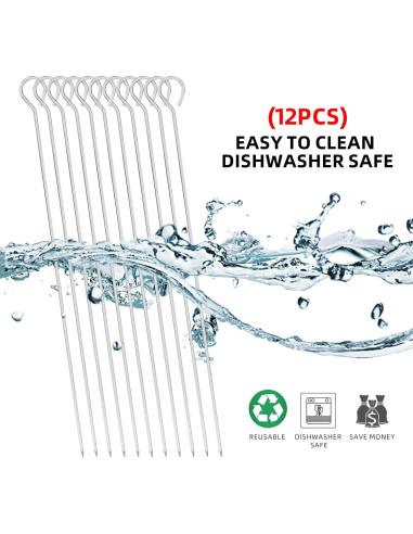 Pinchos de Metal Reutilizables Chaolong 30.48 cm para BBQ