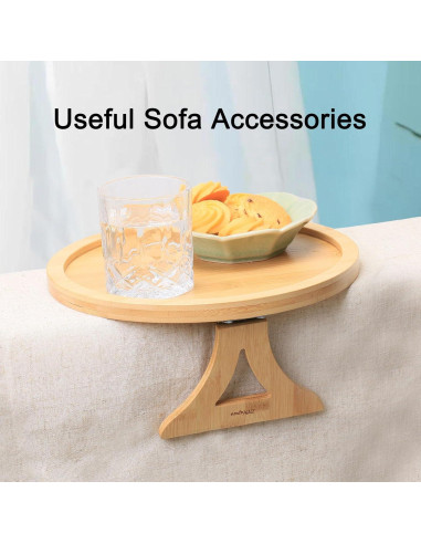 Bandeja de Brazo de Sofá ZTHapwa de Bambú Natural 25 cm