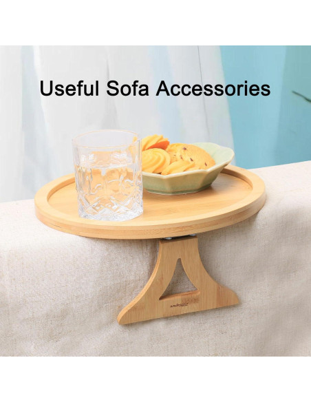 Bandeja de Brazo de Sofá ZTHapwa de Bambú Natural 25 cm