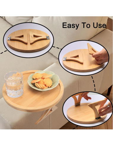 Bandeja de Brazo de Sofá ZTHapwa de Bambú Natural 25 cm