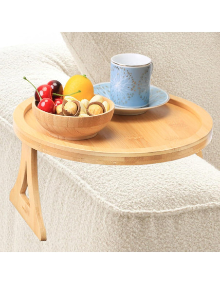 Bandeja de Brazo de Sofá ZTHapwa de Bambú Natural 25 cm