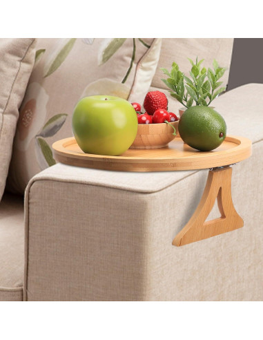 Bandeja de Brazo de Sofá ZTHapwa de Bambú Natural 25 cm