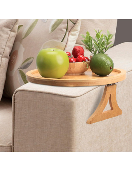 Bandeja de Brazo de Sofá ZTHapwa de Bambú Natural 25 cm