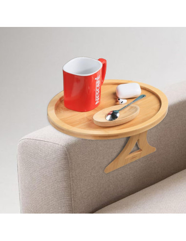 Bandeja de Brazo de Sofá ZTHapwa de Bambú Natural 25 cm