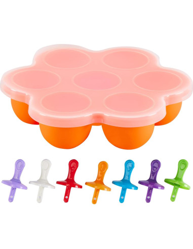 Molde de Paletas de Silicona TEIBVG 7 Cavidades Naranja