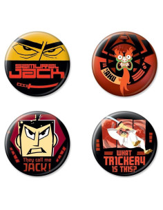 Conjunto de 4 Botones Coleccionables Ata-Boy Samurai Jack Aku