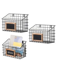 Cesta de Almacenamiento de Alambre Metálico MyGift - Juego de 3, Negro