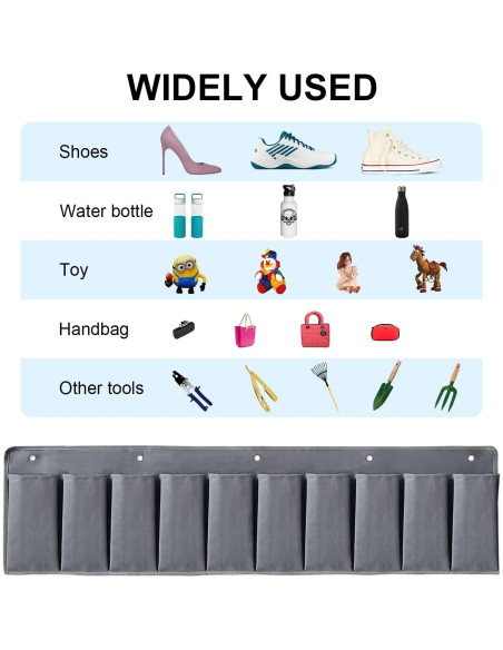 Organizador de Zapatos Colgante RVZONE 10 Bolsillos Gris