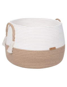 Cesta de Almacenamiento R RUNKA Bohemia 30 cm Algodón Blanco Roto