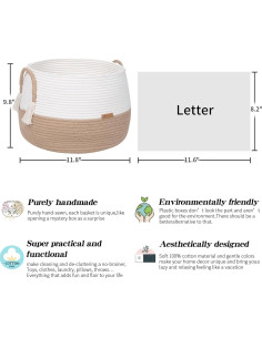 Cesta de Almacenamiento R RUNKA Bohemia 30 cm Algodón Blanco Roto 2