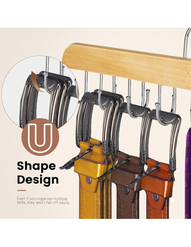 Perchero de Cinturones ASTIMESA Beige con 14 Ganchos Giratorio