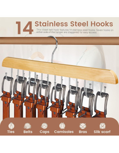 Perchero de Cinturones ASTIMESA Beige con 14 Ganchos Giratorio