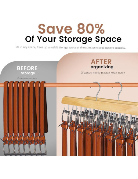 Perchero de Cinturones ASTIMESA Beige con 14 Ganchos Giratorio