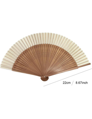 Abanico de Mano WQZOSTC Blanco Plegable 100% Bambú 38 cm