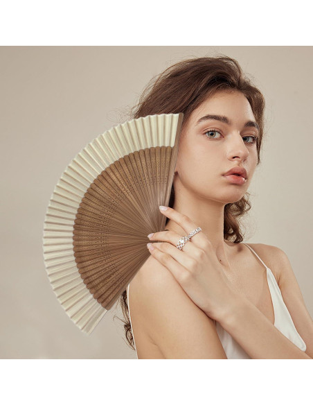 Abanico de Mano WQZOSTC Blanco Plegable 100% Bambú 38 cm