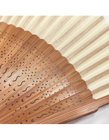 Abanico de Mano WQZOSTC Blanco Plegable 100% Bambú 38 cm