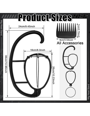 Soporte de Peluca ProSuites con Peine - Set de Viaje 25.9 cm