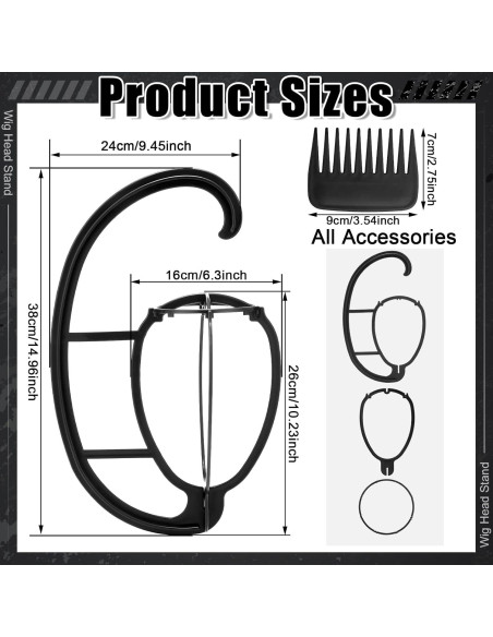 Soporte de Peluca ProSuites con Peine - Set de Viaje 25.9 cm